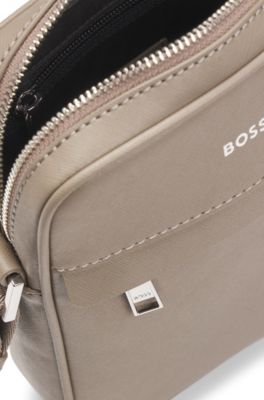 Reporter bag with logo detail and signature stripe, Beige