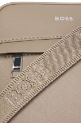 Reporter bag with logo detail and signature stripe, Beige