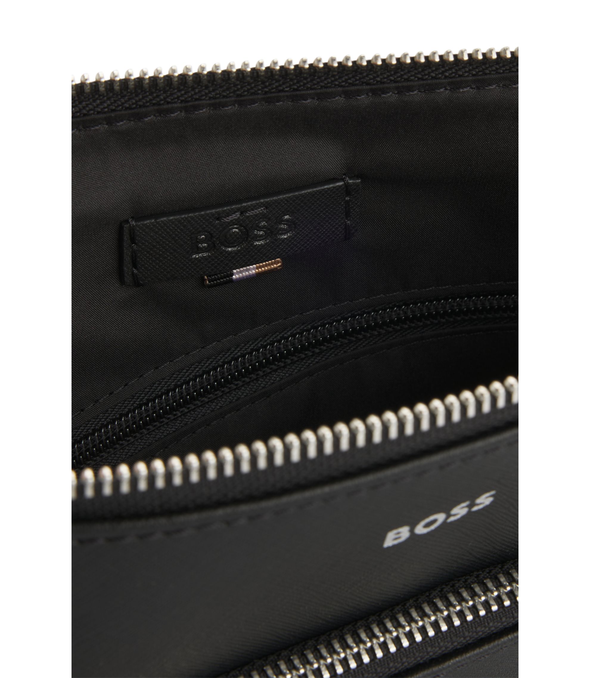 BOSS - Envelope bag with foil-print logo - Black