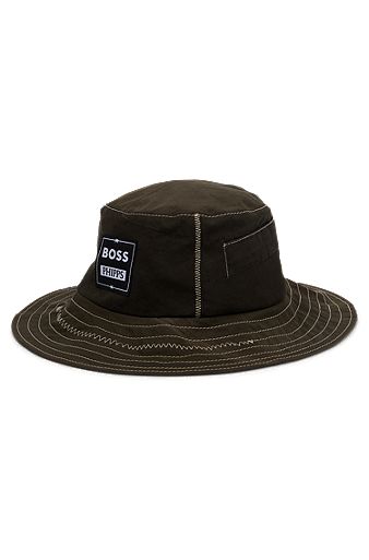 BOSS x PHIPPS cotton bucket hat made from recrafted leftover materials, Light Green