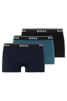 Hugo Boss Three-pack Of Stretch-cotton Trunks With Logo In Patterned