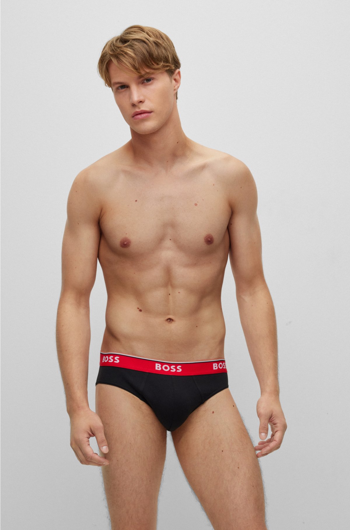 BOSS - High-waisted briefs with contrast logo