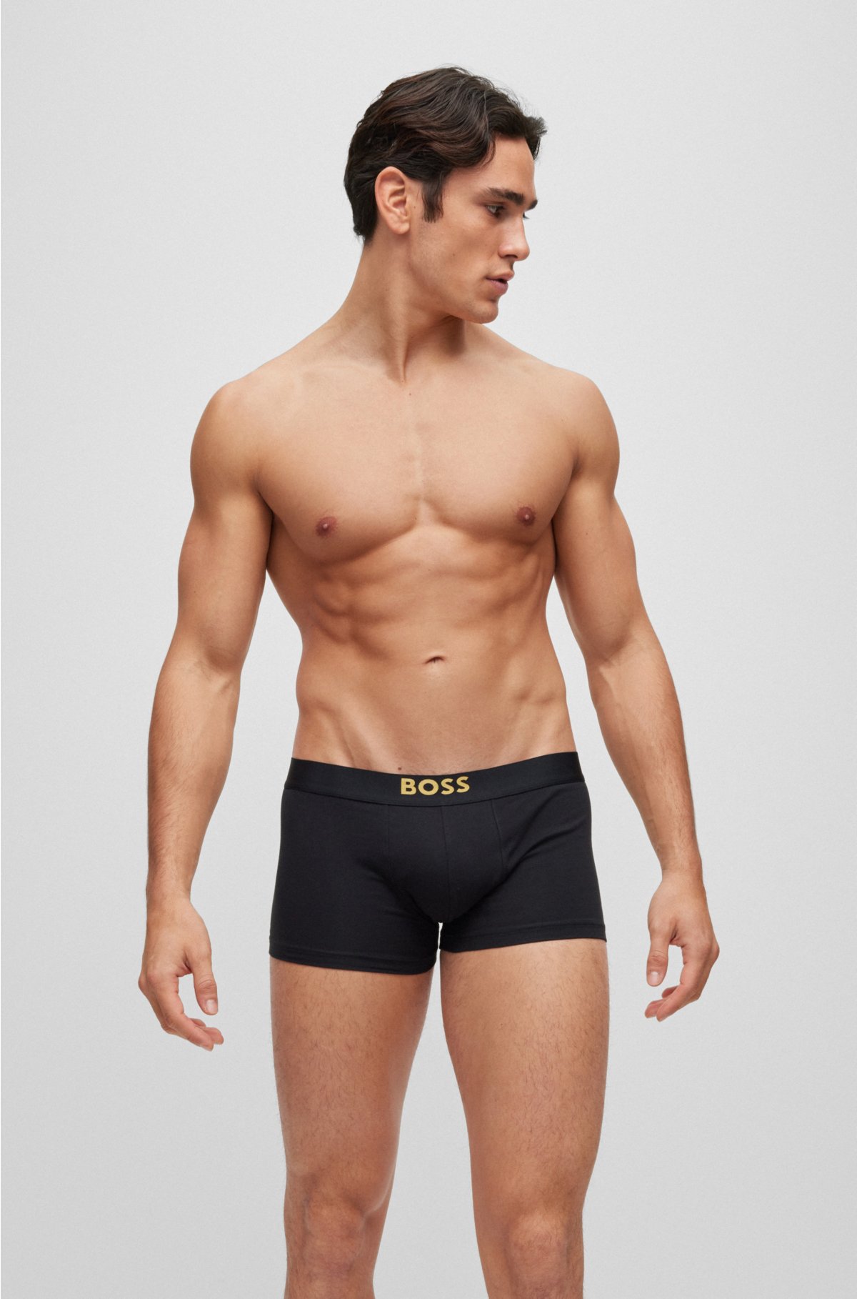 BOSS Two-pack of stretch-cotton trunks with branded