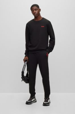 Bas de surv&ecirc;tement en molleton de coton avec logo, Noir