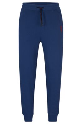 Cotton-terry tracksuit bottoms with logo detail, Blue