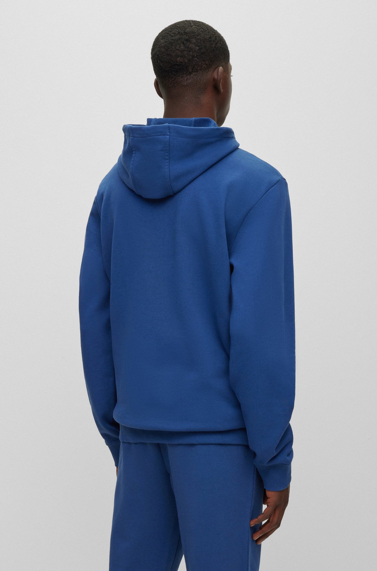 HUGO - Cotton-terry zip-up hoodie with logo detail