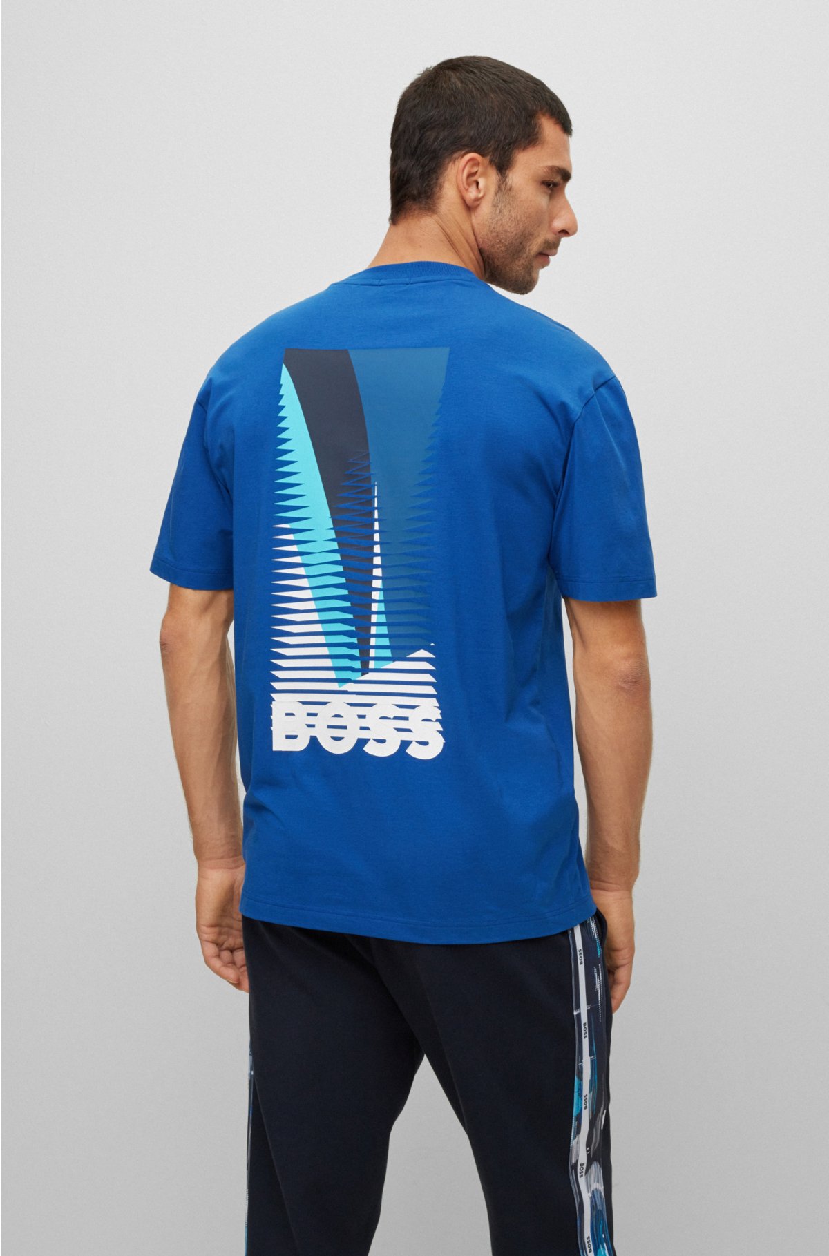 Buy ADIDAS Blue Graphic Cotton Regular Fit Men's T-Shirt
