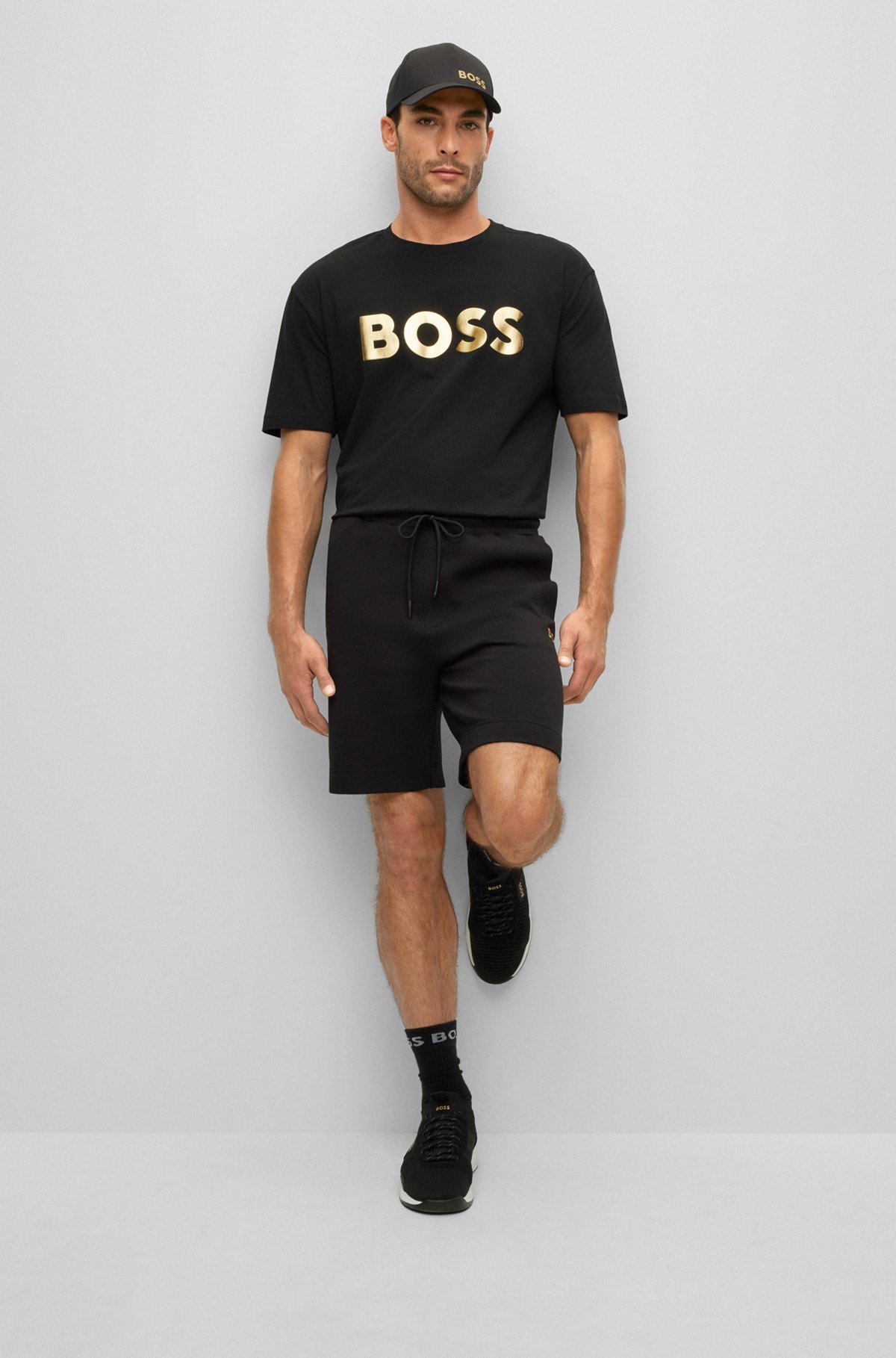 BOSS - Cotton-jersey crew-neck T-shirt with logo print