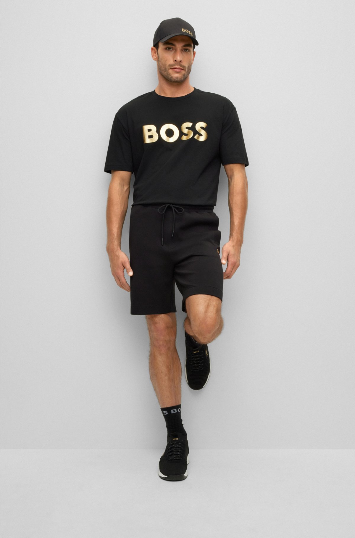 crew-neck - Cotton-jersey BOSS with print T-shirt logo