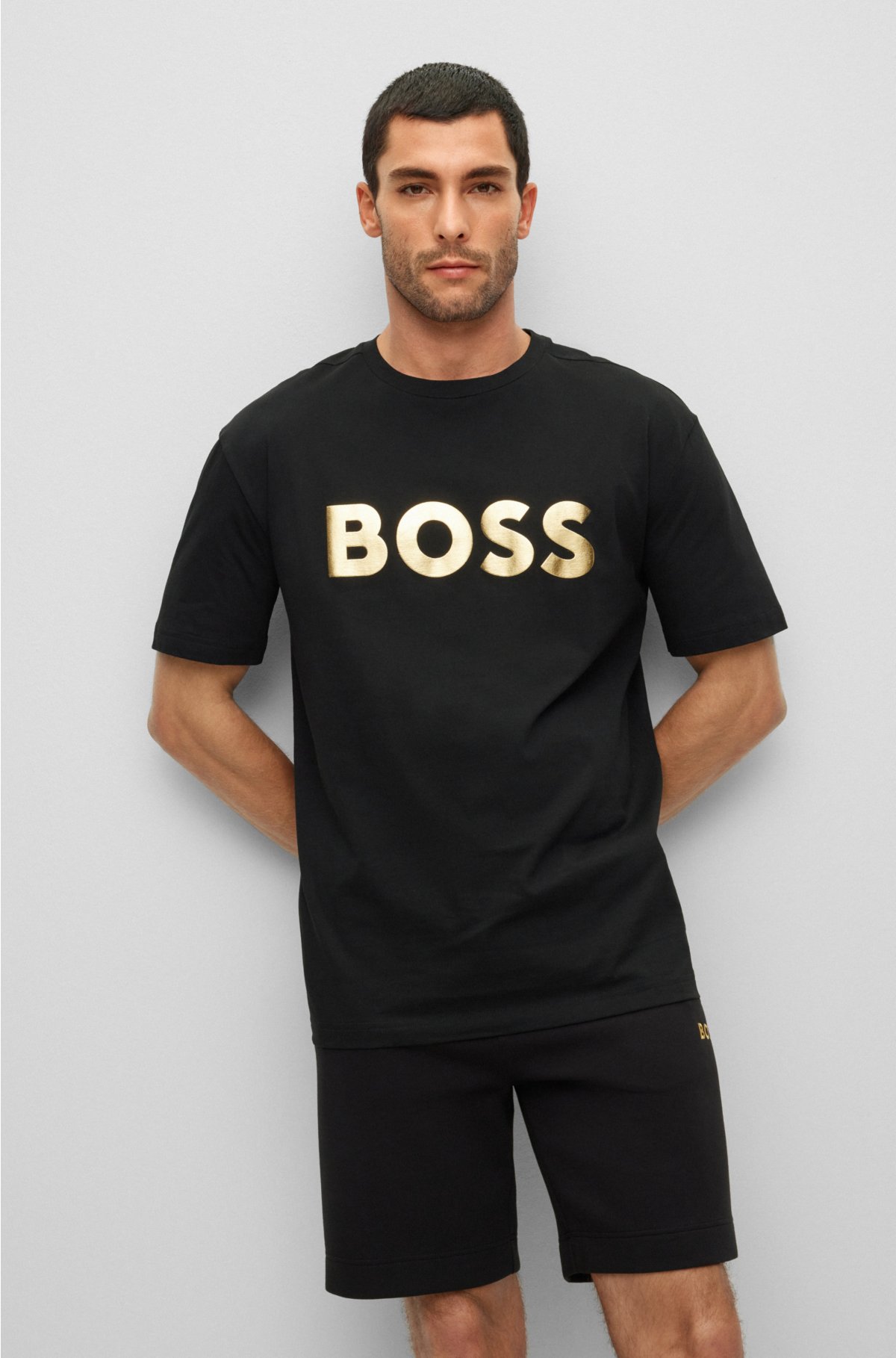 BOSS - Cotton-jersey crew-neck logo T-shirt with print