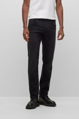 Hugo Boss Slim-fit Jeans In Black-black Supreme-movement Denim In Dark Grey