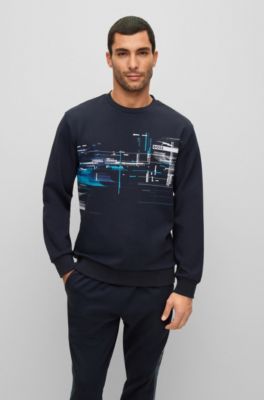 BOSS - Cotton-blend relaxed-fit sweatshirt with seasonal artwork