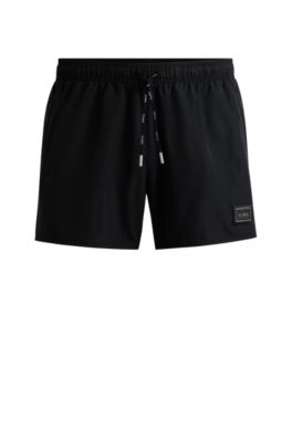 Shop Hugo Fully Lined Swim Shorts With Logo Detail In Black