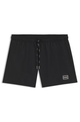 Logo-cord swim shorts with metal logo, Black