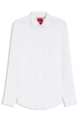 Camisa slim fit en algod&oacute;n el&aacute;stico, Blanco