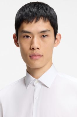 Camisa slim fit en algod&oacute;n el&aacute;stico, Blanco