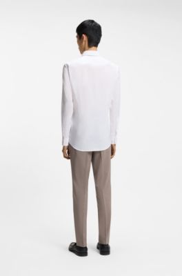 Camisa slim fit en algod&oacute;n el&aacute;stico, Blanco