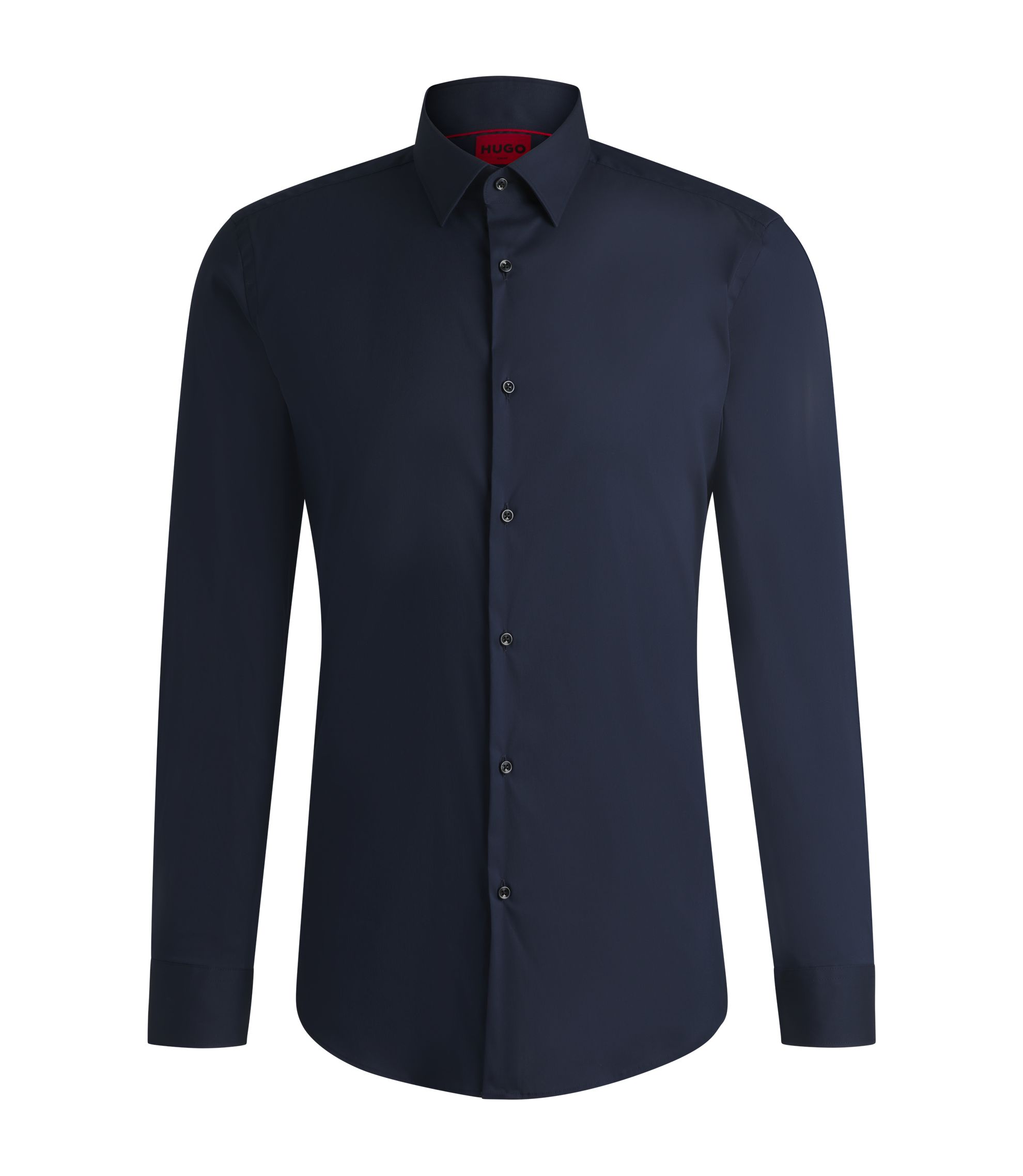HUGO - Slim-fit shirt in poplin - Dark Blue
