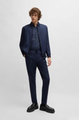 Slim-fit shirt in poplin, Dark Blue