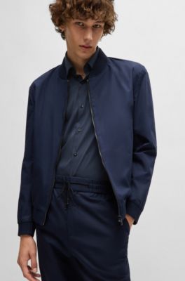 Slim-fit shirt in poplin, Dark Blue