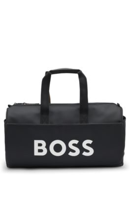 Sac de voyage BOSS&nbsp;x&nbsp;Matteo Berrettini en similicuir avec logo contrastant, Noir