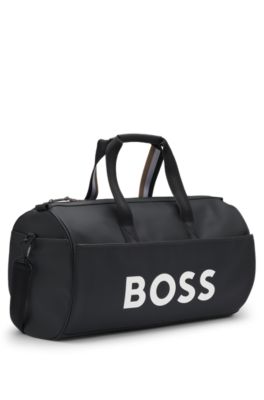 Sac de voyage BOSS&nbsp;x&nbsp;Matteo Berrettini en similicuir avec logo contrastant, Noir