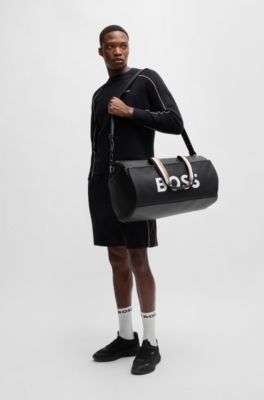 Sac de voyage BOSS&nbsp;x&nbsp;Matteo Berrettini en similicuir avec logo contrastant, Noir