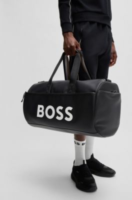 Sac de voyage BOSS&nbsp;x&nbsp;Matteo Berrettini en similicuir avec logo contrastant, Noir