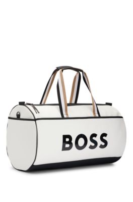 Sac de voyage BOSS&nbsp;x&nbsp;Matteo Berrettini en similicuir avec logo contrastant, Blanc