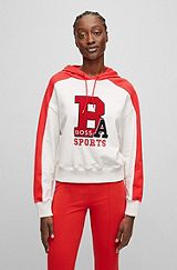 Sudadera BOSS x Alica Schmidt con capucha relaxed fit en mezcla de algodón y detalle de logo, Rojo