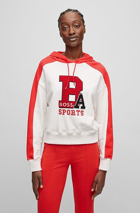 Cotton-blend BOSS x Alica Schmidt relaxed-fit hoodie with logo detail, Red