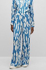 Relaxed-fit wide-leg trousers with collection print, Patterned