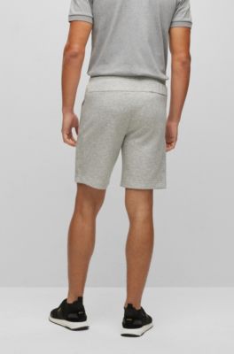 Stretch jersey regular fit shorts with grid embroidery