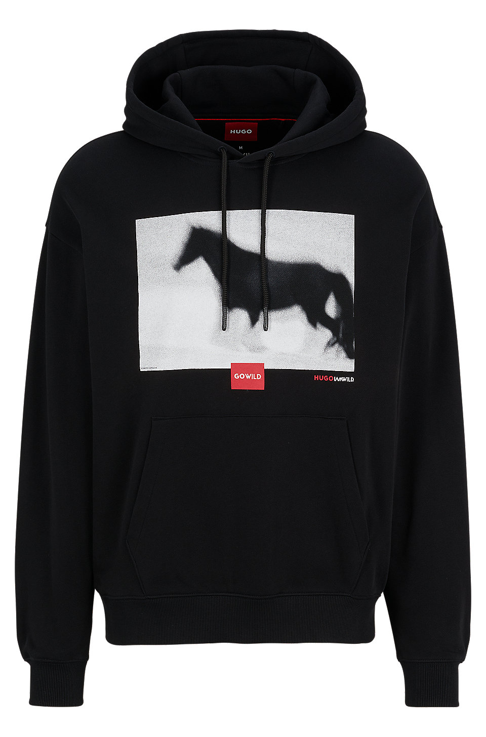 HUGO - Relaxed-fit hoodie with horse graphic and branding