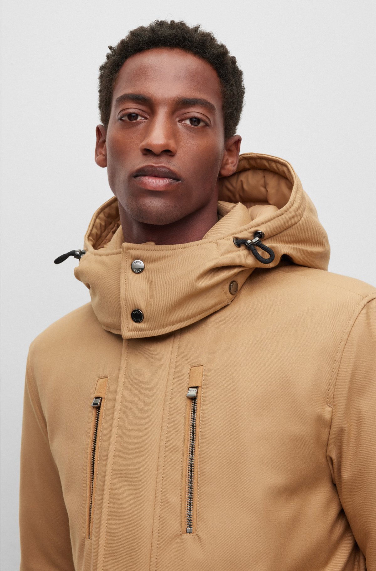 HUGO - Regular-fit parka jacket with signature details