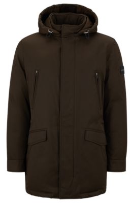 BOSS - Down-filled hooded jacket with logo patch