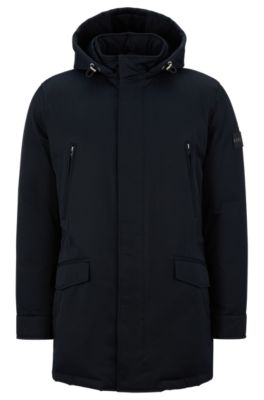 BOSS - Down-filled hooded jacket with logo patch