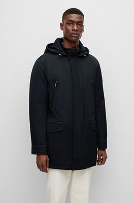 BOSS - Down-filled hooded jacket with logo patch