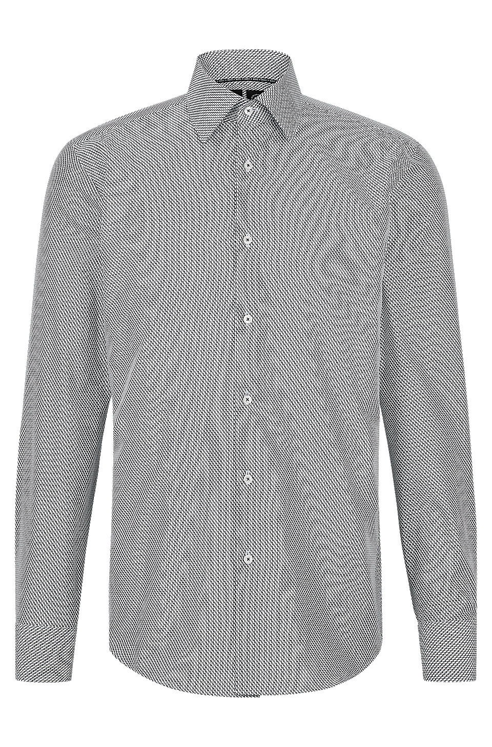 BOSS - Slim-fit shirt in structured and printed stretch cotton