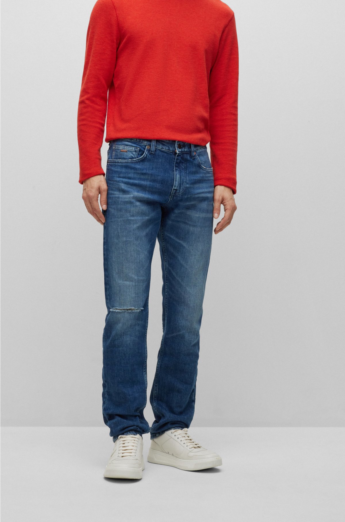 maskinskriver Kirken Bølle BOSS - Slim-fit jeans in blue comfort-stretch Italian denim