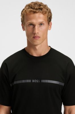 T-shirt Regular Fit en coton avec protection anti-UV, Noir