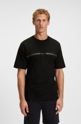 Logo beach T-shirt in cotton with UV protection, Black