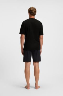 Logo beach T-shirt in cotton with UV protection, Black