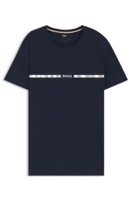 Logo beach T-shirt in cotton with UV protection, Dark Blue