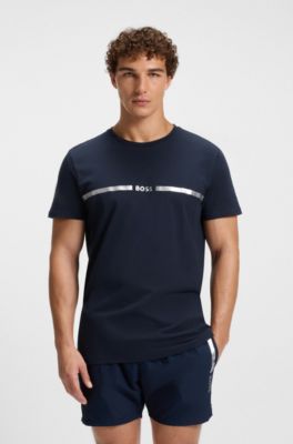 Camiseta regular fit de algod&oacute;n con protecci&oacute;n UV, Azul oscuro