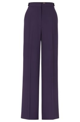 Hugo Boss Regular-fit Trousers With Flared Leg In Dark Purple