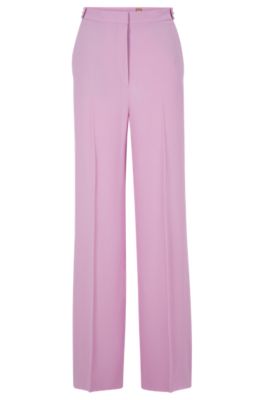 Hugo Boss Regular-fit Trousers With Flared Leg In Light Pink