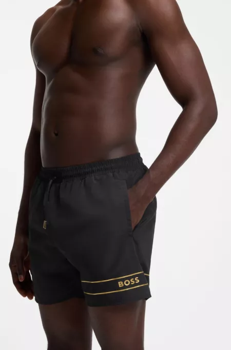 Swim shorts with foil-print logo