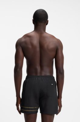 Swim shorts with foil-print logo, Black