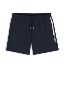 Swim shorts with foil-print logo, Dark Blue
